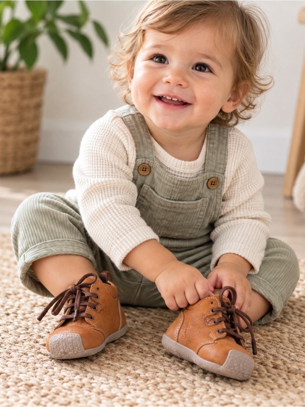Audaz Brown Leather Baby Walker Shoes In Sz.3
